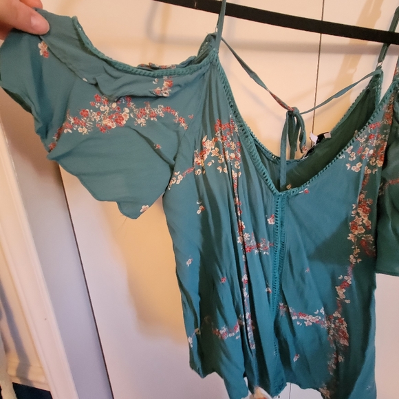 Current aire teal flower top - Picture 2 of 3